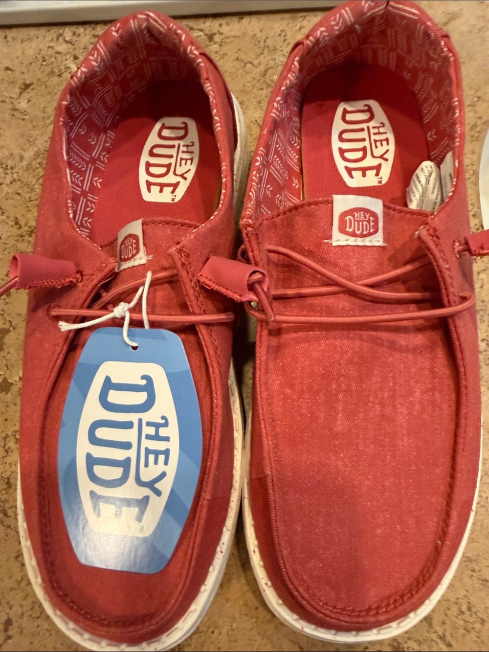 Hey Dude Women's Red Canvas Slip-On Loafers